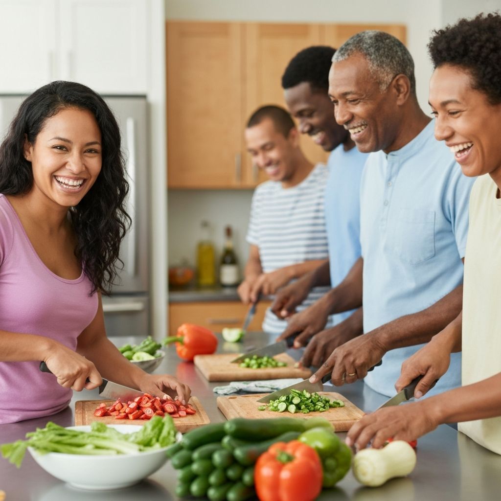 Family preparing healthy meal